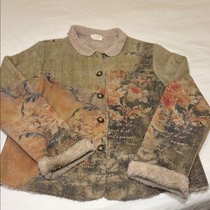 Floral Print Jacket with Button Closure